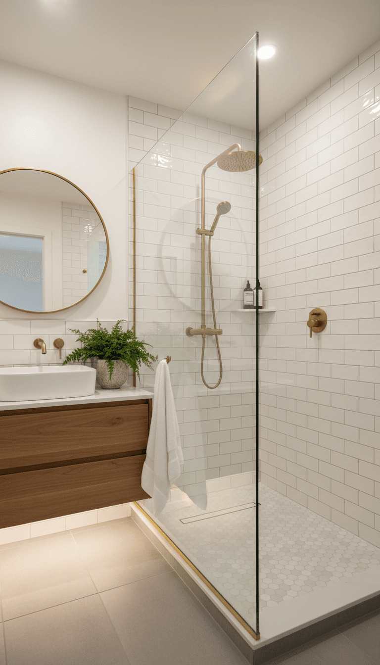 Original shower space rebuilt with walk-in enclosure