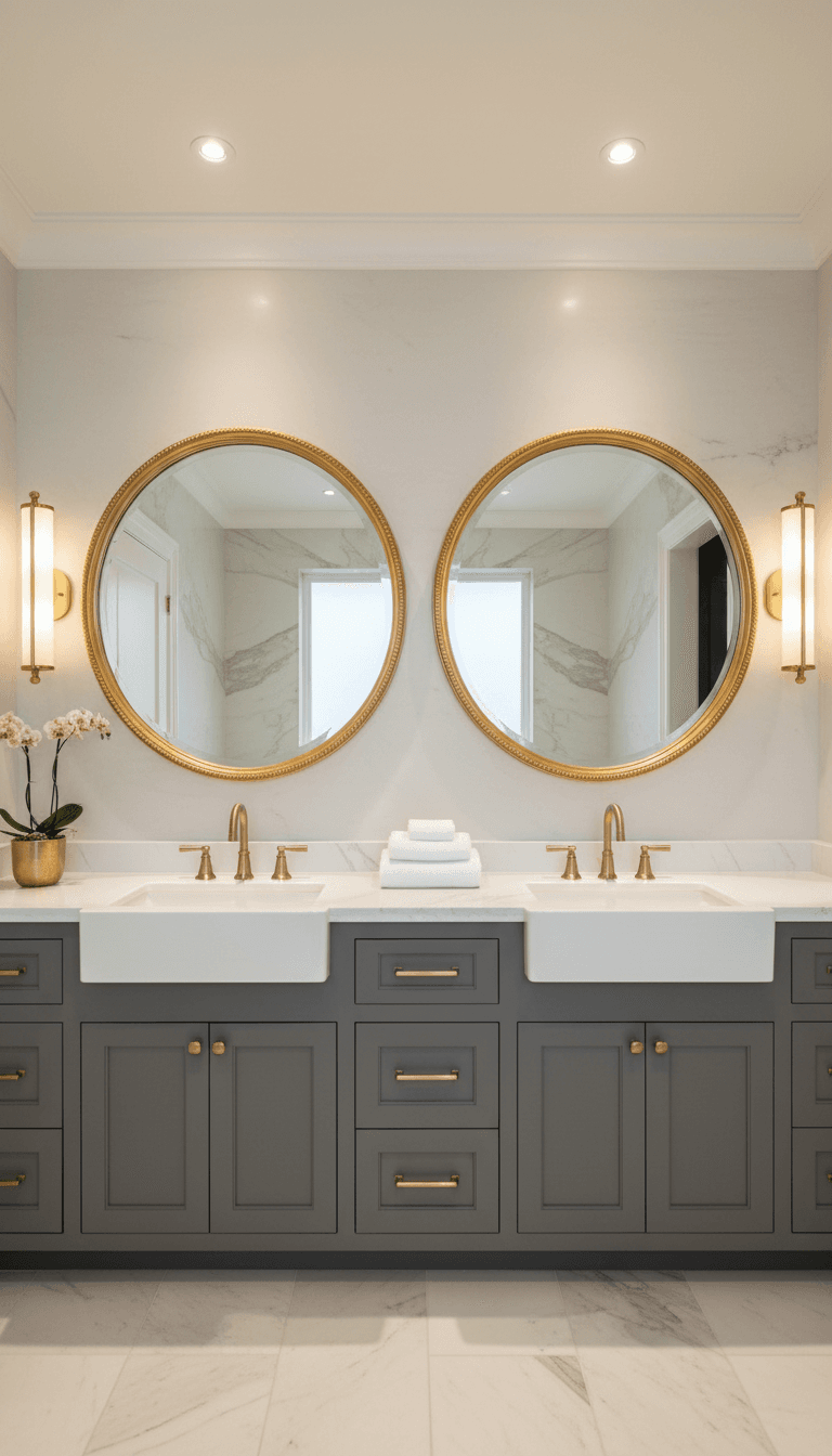 Before layout replaced with double vanity and mirror